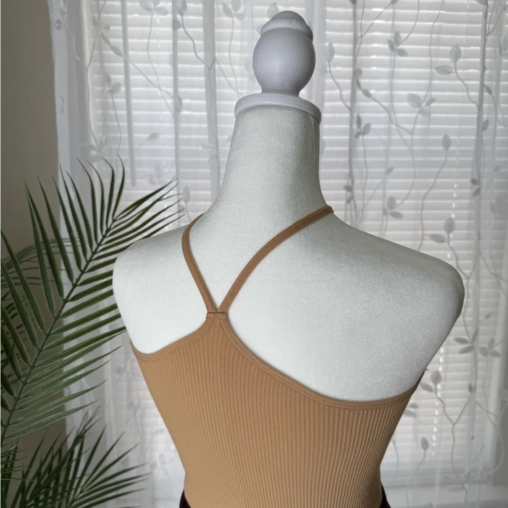 Tan Halter Ribbed Top - Picture 3 of 4